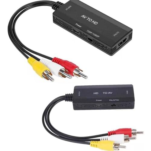 HDMI-compatible to RCA AV CVBS Component Converter 1080P Adapter Cable Box for Monitor L/R Video AV to HDMI-compatible NTSC PAL