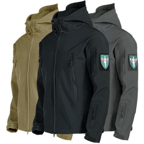 Army Shark Skin Soft Shell S-4XL Tactical Windproof Waterproof Jackets Men Flight Pilot Hood Coat Military Bomber 132cm Chest