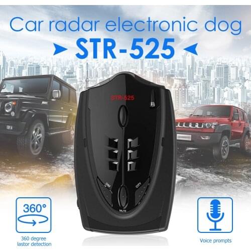 12V STR-525 Auto Radar Detector English Russian Thai Voice Auto Vehicle Speed Alert Warning X K CT La Anti Radar Car Detector