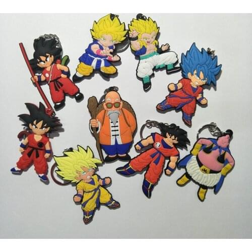 Anime Dragon Ball Goku Bulma Torankusu Frieza Gogeta Majin Buu Pvc Kakarotto Son Goku Keyring Pendant Holder Toys for Children