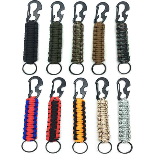 XC Paracord Keychains with Carabiner Braided Lanyard Ring Hook Clip for Keys Knife Flashlight Outdoor Camping Hiking Backpack
