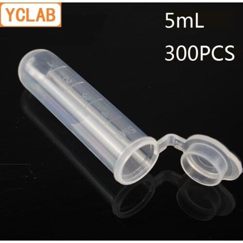 YCLAB 300PCS 5mL Centrifuge Tube EP Plastic Round Bottom Connect with Lid and Graduation Ethylene Propylene