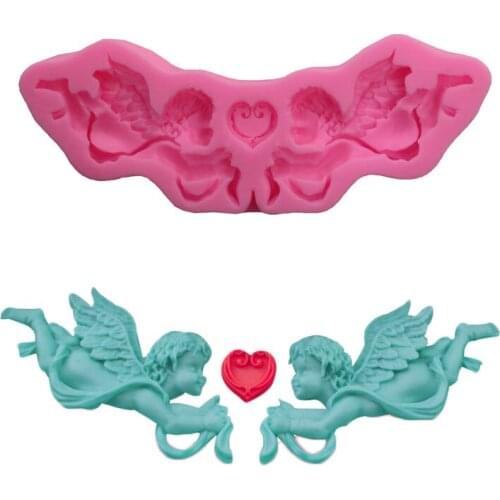 Cupid pattern Couple 3D fondant cake Cupcake soap clay Silicone Mold Cooking baking handmade DIY gift decoration tools