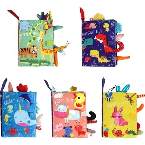 Kids 3D Animal Tails Cloth Book Baby Puzzle Montessori Educational Learning Toy