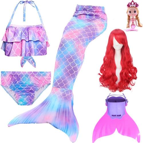 Kids Mermaid Swimsuit Bikini Girls Mermaid Tail with Finned Swimsuit Childs Wear Split Swimsuit Mermaid Tail Clothing Swimwear