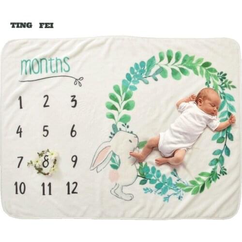 100*75 CM Flannel Baby Milestone Blanket Baby Monthly Blanket Baby Photography Blanket Props Moon Stars Newborn Photo Prop