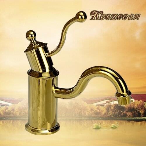 Furukawa golden faucet antique copper basin faucet hot and cold shower Full bathroom faucet Single lever