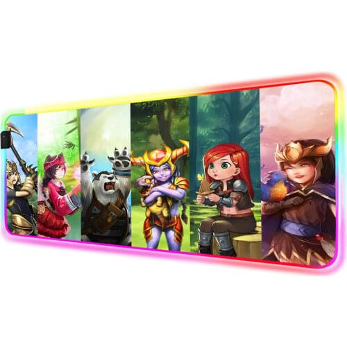 League of Legends RGB Mouse Pad Game Accessories Large LED Game Character MousePad Game Table Pad Desktop Best Selling Pad Desk