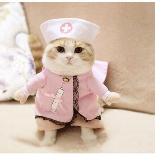 Halloween Cute Pet Cat Costume Nurse police cowboy Clothes For Cat Funny Costume Cat Clothes Dress Apparel Outfit Pet Clothes