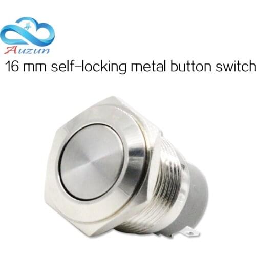 16-mm metal push button switch flat head self-locking button 5A250V large current waterproof switch