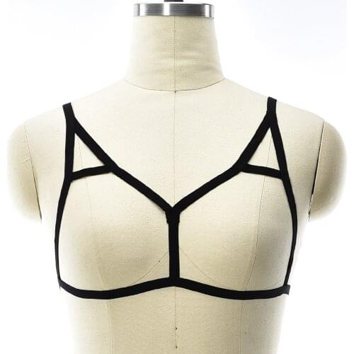 Fashion Women Body Harness Cage Bra Fetish Bondage Sexy Lingerie Open Chest Soft Goth Bondage Harness Bra