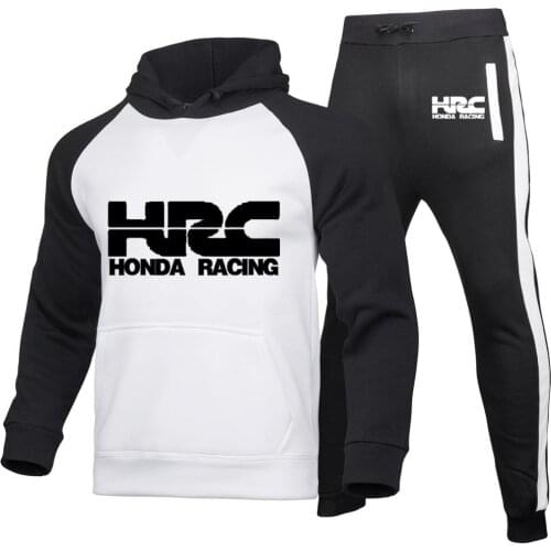 Mens hoodie HRC Race Car Logo printing high quality Cotton Casual Hooded zipper Jacket Sweatshirt Sweatpants Suit 2pcs