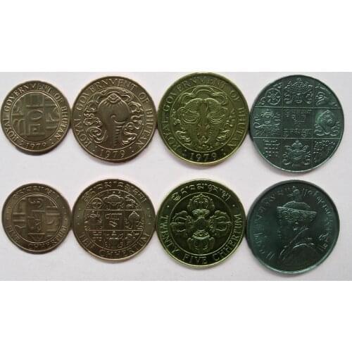 Bhutan coin set 4 pcs original real Genuine coins Asia collectables