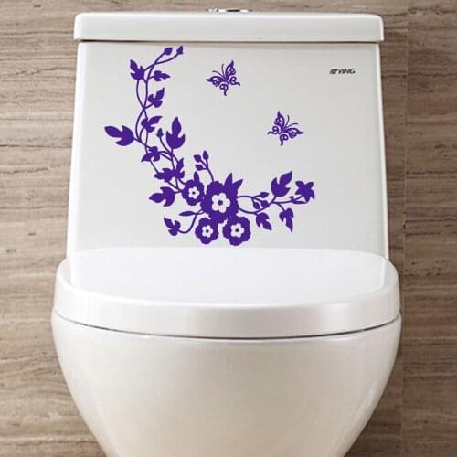 Butterfly Flower bathroom wall stickers for home decor Butterflies decoration wall decals for toilet decal sticker on the wall
