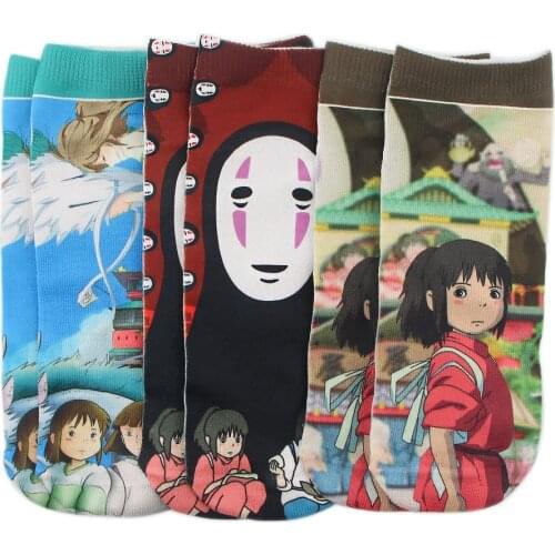 DZ1595 Anime Print Ghost Happy Socks Casual Creative Soft Comfortable Funny Novelty Men Women Cotton