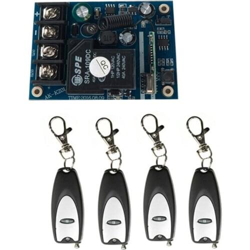 New DC12V 24V 36V 48V 1CH Wireless Power Switch System teleswitch 1 Receiver & 4 Transmitter Learning Code Toggle