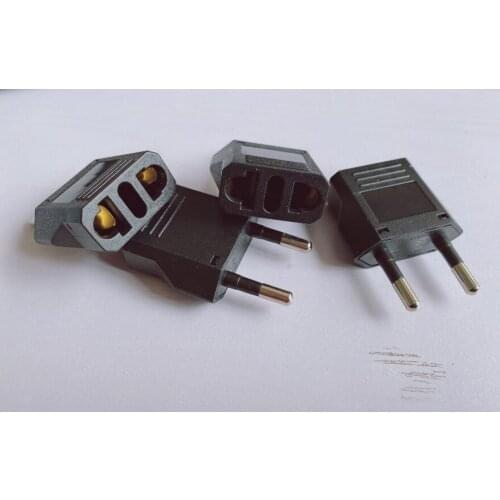 2pcs European Standard Converter 6A 110-250V Power Adapter Socket Flat Round Two Round Pin Plug 4.0mm