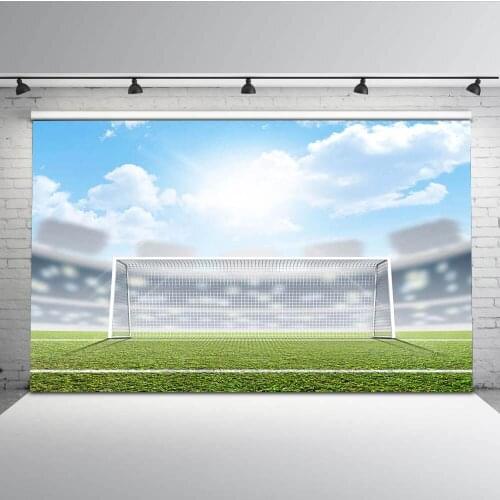 MOCSICKASoccer Field Backdrop for Photography Blue Sky Photo Background for Photo Studio Customize MW-132