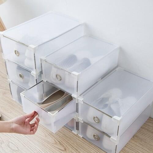 Dustproof Thickened Shoe Storage Boxes Transparent Shoes Cabinet Organizer Superimposed Combination Household Bins