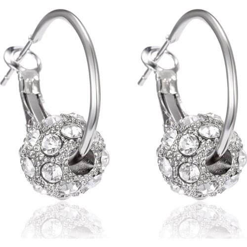 Fashion Austrian Crystal Ball Earrings Full Rhinestone Stud Earrings For Woman Party Wedding Jewelry Boucle D'oreille