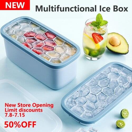 Ice Cube Trays Silicon Ice Mold Multifunctional Ice Box with Lid for DIY Ice Maker Ice Cream Moulds Kitchen Bar Tools Accessorie