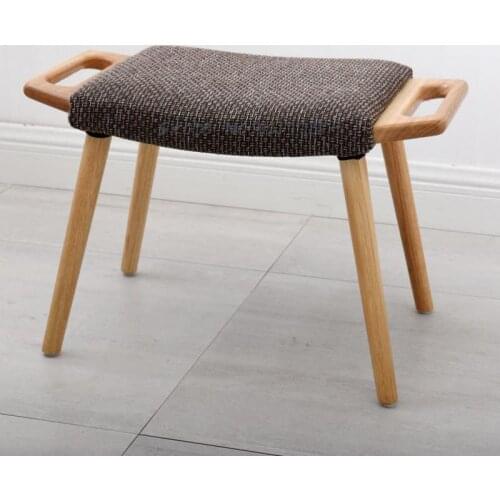 Nordic Solid Wood Shoe Changing Stool Ottoman Dressing Fabric Small Stool Sofa Stool Household Low Bench