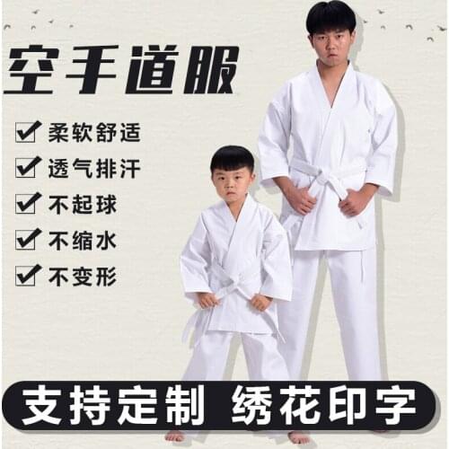 Professional White Karate Uniform with Waistband Belt Taekwondo Suit For Adult Children Women Men Kung Fu Training Gym Clothes