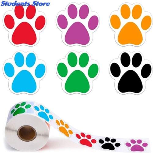 Colorful Paw Print Stickers,Dog Cat Bear Paw Labels Stickers Of 6 Colors,as Reward Sticker Stationery Teacher For Kids
