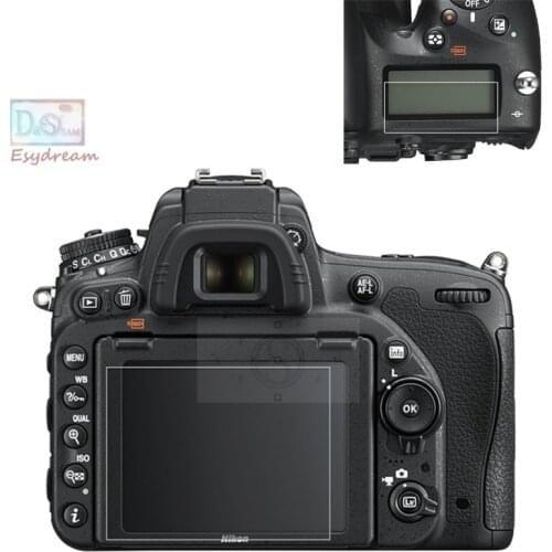 Protective Self-adhesive Glass Main LCD + Film Info Screen Protector Guard Cover for Nikon D750 Camera