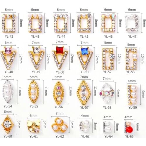 100pcs/Lot nail charms gold square turquoise shape metal 3D Nail Art Decoration nails decal accessories supplies DIY curved