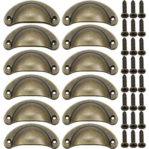 12pc Classical Drawer Handle Shell Pull Kitchen Cupboard Cabinet Door Furniture Drawer Handware Cabinet Brass Shell Pull Handles