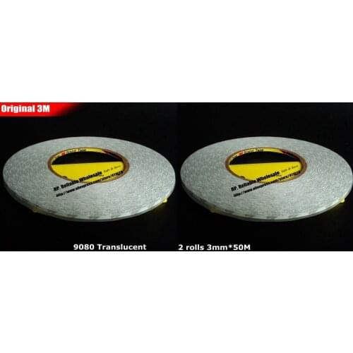 2x (3mm*50M) 3M 9080 Double Sided Tissue Tape Adhesive for LED Strip, Phone Pad Tablet LCD Touch Panel/ Screen Glass Repair