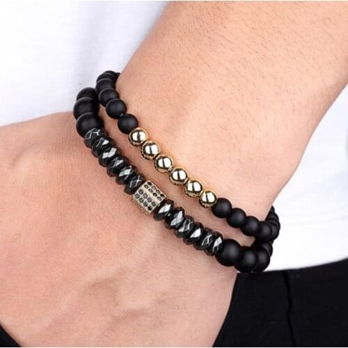 2pcs/lot 8mm ball gold silver copper cz zircon cubic zirconia beads Yoga Bracelet elastic agate Stone Bangles rf2d
