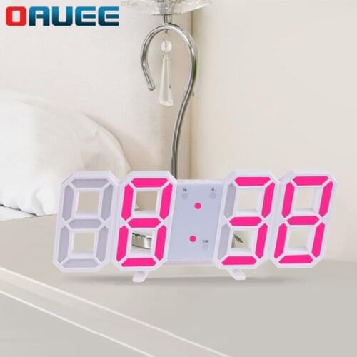 3D Stereo Clock Led Alarm Clock Electronic Clock Living Room 3D Wall Cock Digital Clock Nightlight Display Clocks Alarm Clock