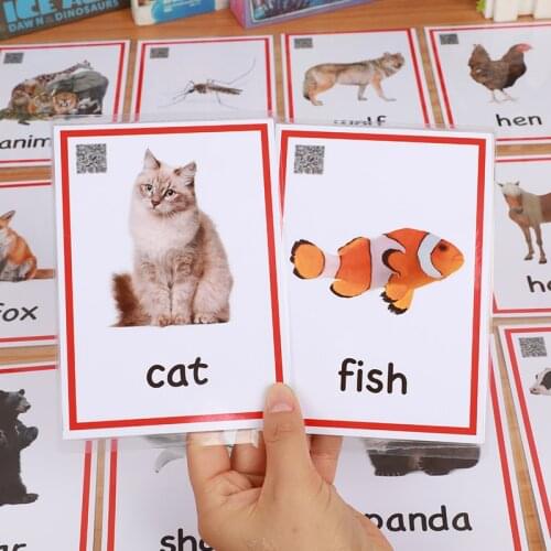 75pcs Animal Cognitive Flash Cards For Kids Kindergarten English Enlightenment Teaching Aids Early Educational Cards