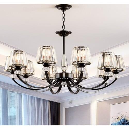 American Crystal Chandeliers Modern Living Room Chandelier Lighting Simple Bedroom Dining Room Hanging Lamp Villa Hall Lighting