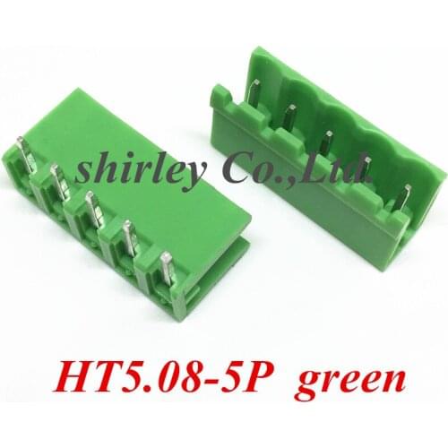 Free shiiping200PCS Terminals Connector bend 5pin 2EDG5.08-5P plug socket 5.08MM pitch green 2EDGRK-5P Curved needle HT5.08-5Pin