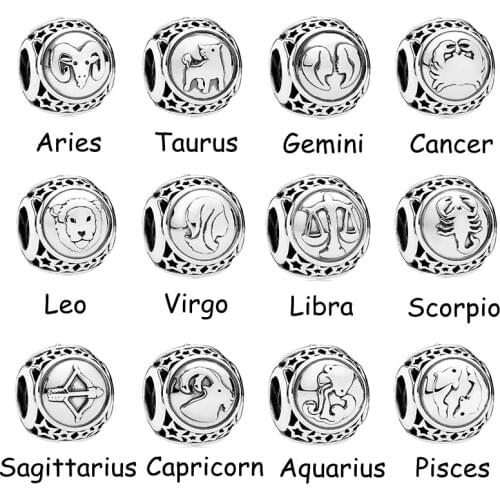 Twelve Constellations Aries Taurus Gemini Cancer Leo Virgo Bead Fit Pandora Charms Bracelet