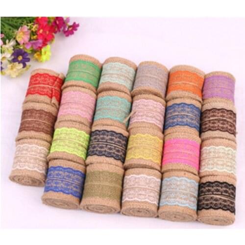Length 2m wide 6cm Natural Lace Trim DIY Wreath Craft Wrap Ribbon Linen Trims Tape Wedding Gift Decoration Cake Accessories