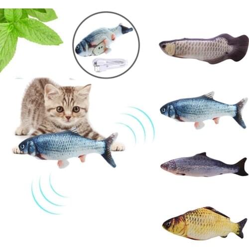 Electronic Pet Cat Toy Cat Chewing Playing Biting Supplies USB Charging Simulation Fish Toys Pet Supplies Drop Shipping