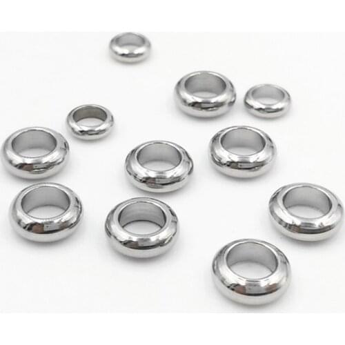 200Pcs Stainless Steel Big Hole Spacer Ring European Beads For Leather Cord Bracelet DIY Jewelry Making Findings
