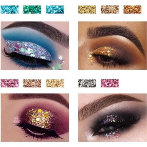 HANDAIYAN 4 Colors Glitter Eyeshadow Palette Waterproof Makeup Diamond Glitter Metallic Shiny Eye Brow Pigment Cosmetics TSLM1