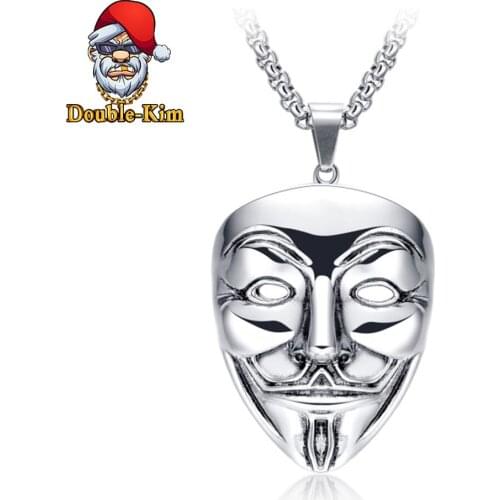 Classic Mask Pendant Necklace Men Hiphop Street Culture Titanium Stainless Steel Fashion Trendy Chain Necklace Man Jewelry Gift