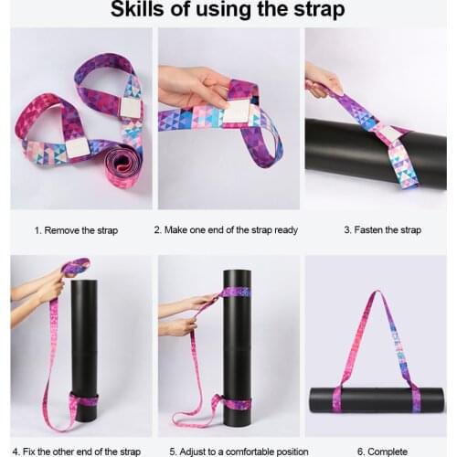 Yoga mat with elastic adjustable cotton sling for mat bracket stretching strap daily exercise yoga accessories #W