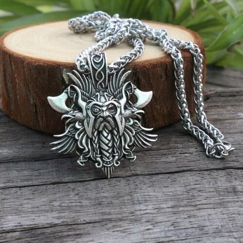 1pcs lanseis 1pcs viking Odin by Helena Rosova necklace pendant Heathen men pendant norse jewelry viking cross raven pen
