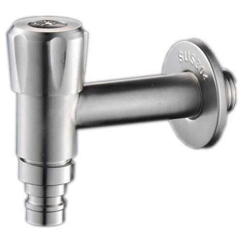 304 Stainless Steel Brushed Faucet T-type Quick-open Washing Machine Tap Cold and Hot Water Universal Bibcock
