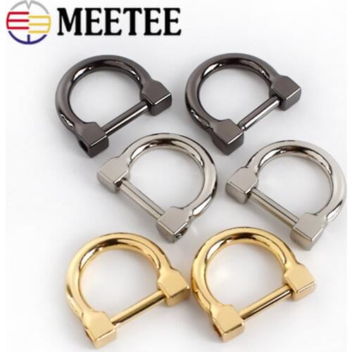 Meetee 13x24mm 4/10pcs Metal D Ring Buckle Bag Strap Clasp Adjustable Screw Luggage Connector Handle Hook Diy Hardware Accessory