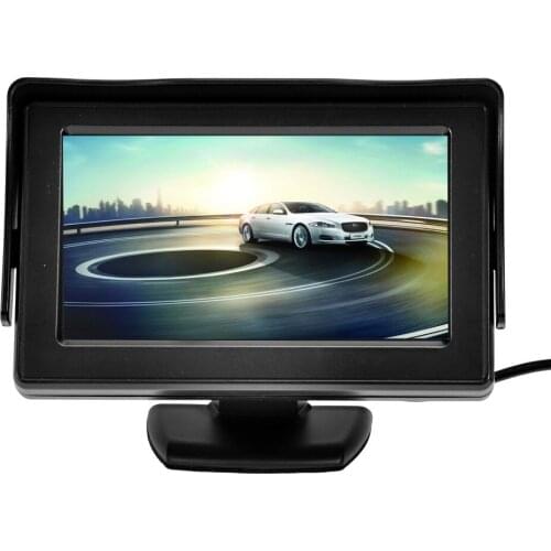 Kebidumei Car Mirror Monitor Rear View Display DC 12V 4.3" TFT Screen with 2 Video Input for Reversing Camera Car Parking System