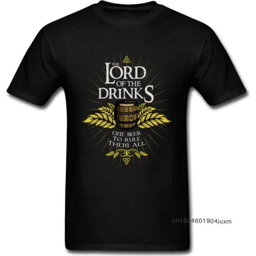 LORD OF DRINKS T-shirt Men Rule Them All Beer T Shirt Oktoberfest Tops & Tees O Neck Black 100% Cotton Clothes Vintage Shirt