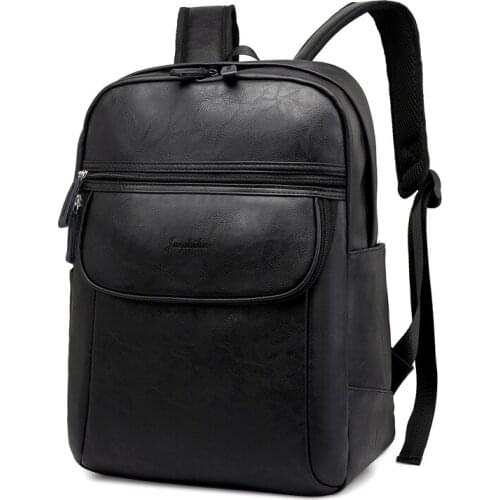 New Mens PU Leather Shoulder Backpack Computer Bag Business Casual Student Backpack
